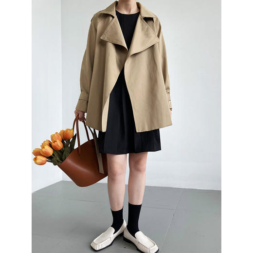 【服饰鞋包】新款韩版小个子风衣系带收腰气质卡其色短款外套女2056 商品图5