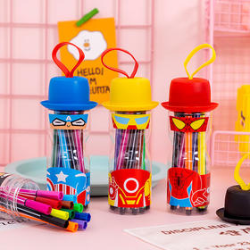 【儿童文具】水彩笔套装12色儿童彩色笔可水洗绘画笔桶装