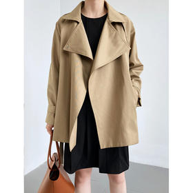 【服饰鞋包】新款韩版小个子风衣系带收腰气质卡其色短款外套女2056