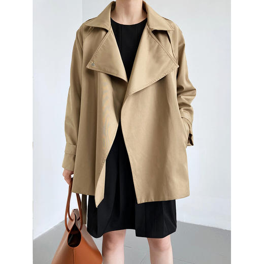 【服饰鞋包】新款韩版小个子风衣系带收腰气质卡其色短款外套女2056 商品图0