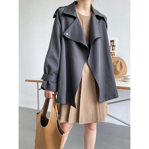 【服饰鞋包】新款韩版小个子风衣系带收腰气质卡其色短款外套女2056 商品图6