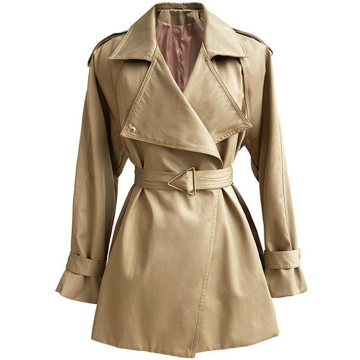 【服饰鞋包】新款韩版小个子风衣系带收腰气质卡其色短款外套女2056 商品图4