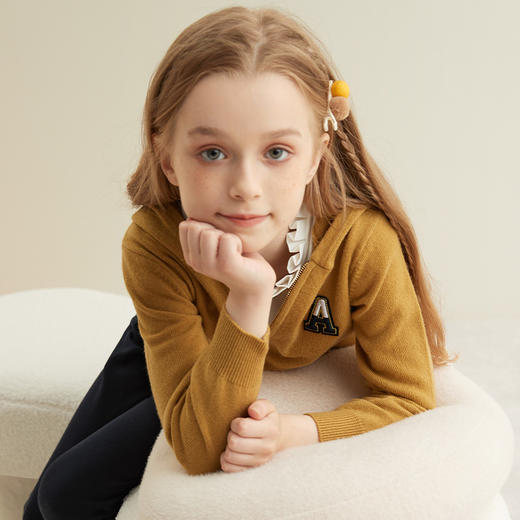 【纯羊绒连帽运动衫】羊绒世家童装21年秋冬100%山羊绒连帽运动针织开衫外套 商品图1