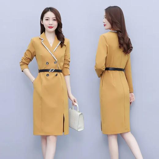 AHM-ayz3163新款收腰显瘦西装领气质通勤ol中长款A字包臀裙 商品图3