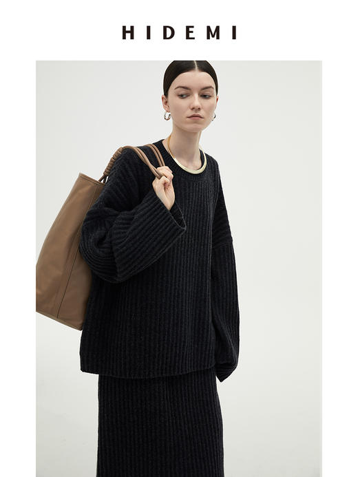HIDEMI 美利奴羊毛厚款粗针套装 毛衣/半身裙 商品图4