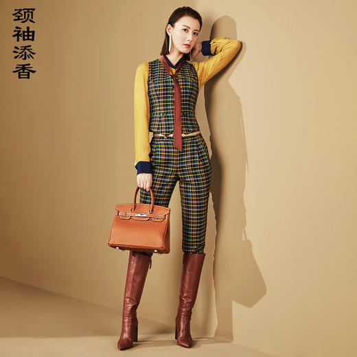 颈袖添香-套裤-”骑马装“英伦格子 飒爽英姿 权威大气 个性时髦  JG4S4659T1X0KX 商品图0