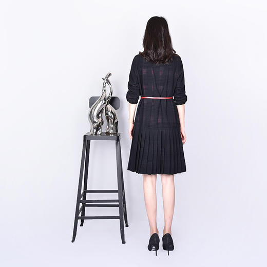 圣三利女装新秋冬季中长款毛呢连衣裙SL121L15 商品图2