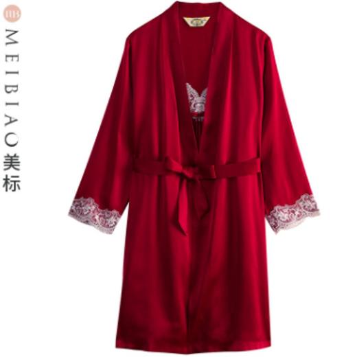3楼 美标婚庆重磅桑蚕丝蕾丝睡裙+睡袍 睡衣 210183【婚礼纪】 商品图2