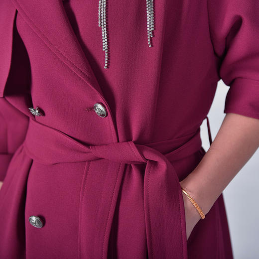 圣三利女装春秋季中长款纯色风衣SL121F06 商品图2