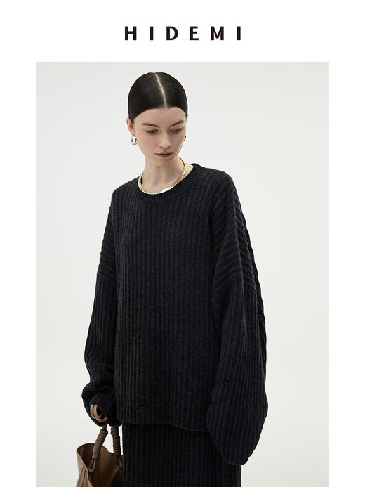 HIDEMI 美利奴羊毛厚款粗针套装 毛衣/半身裙 商品图1