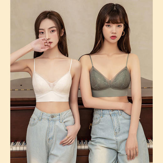 【实惠超值两件装·新款法式蕾丝内衣~任选！！】美背法式蕾丝文胸罩内搭外穿吊带透气抹胸内衣女四季薄款 美背无痕学生大胸显小吊带蕾丝文胸一体式无磁胸罩 商品图1