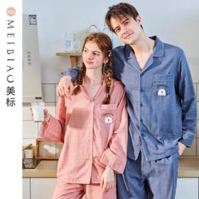 3楼 美标软萌卡通双层棉纱舒适情侣家居服 89076 89077