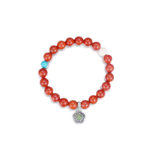 醍醐 8mm瓦西南红配猛犸莲花珠 女款时尚礼物单圈手串 商品图4