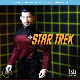 现货 Mego 星际迷航 TNG Cmdr Will Riker 8英寸挂卡