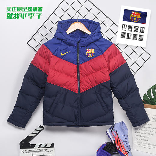 NIKE/耐克巴萨足球运动休闲连帽夹克棉服男DM0612455 商品图0