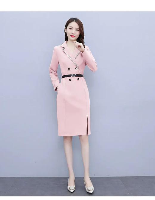 AHM-ayz3163新款收腰显瘦西装领气质通勤ol中长款A字包臀裙 商品图2