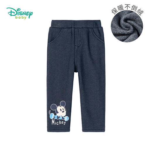 迪士尼米奇男童宝宝春秋保暖加绒仿牛仔长裤裤子 商品图3