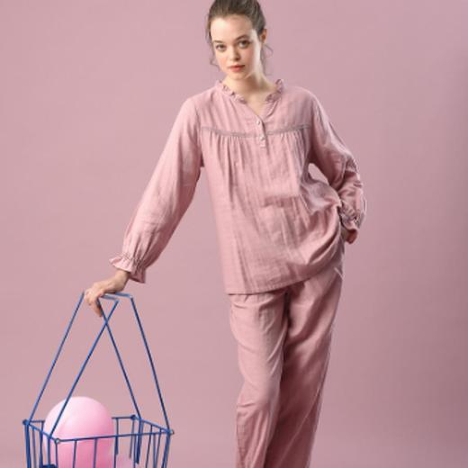 3楼 美标豆沙红双层棉纱女士可爱减龄舒适家居服83749 商品图1
