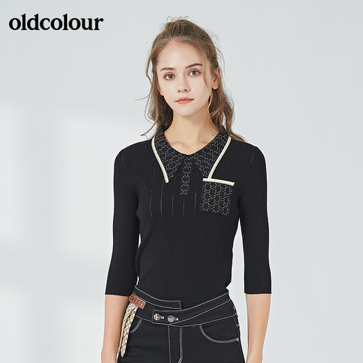 oldcolour秋季商场同款时尚修身套头衫女N32052252 商品图0