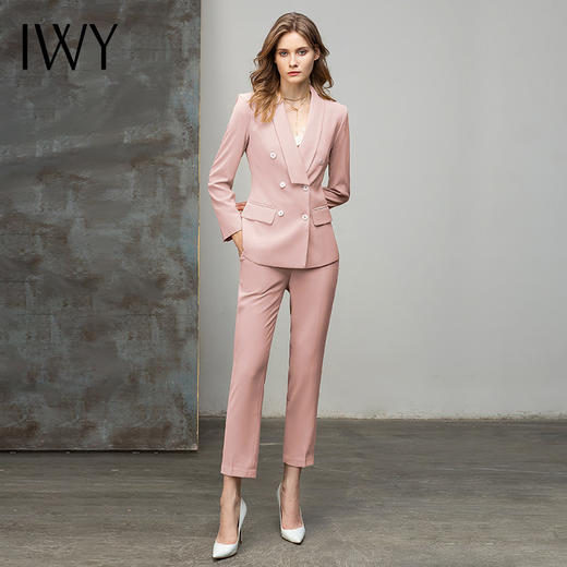 IWY/时尚粉色西装套装女正装气质上镜艺考工作服西服职业装主持人 CP10338 商品图2
