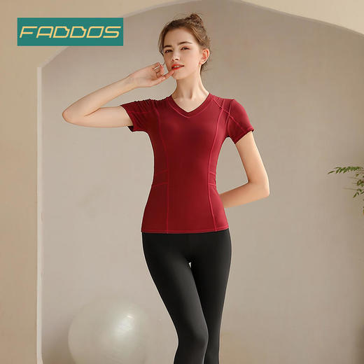 F202077梵蒂欧瑜伽短袖双面磨毛面料（含胸垫） 商品图0