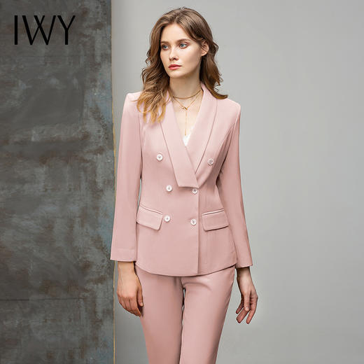 IWY/时尚粉色西装套装女正装气质上镜艺考工作服西服职业装主持人 CP10338 商品图1