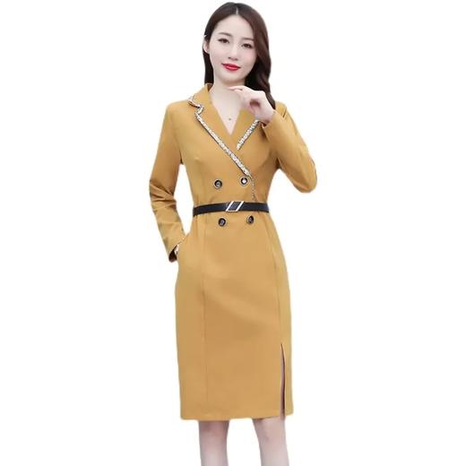 AHM-ayz3163新款收腰显瘦西装领气质通勤ol中长款A字包臀裙 商品图1