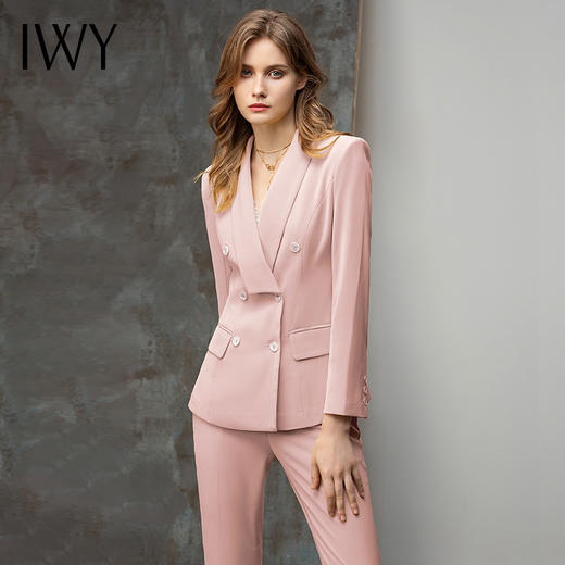 IWY/时尚粉色西装套装女正装气质上镜艺考工作服西服职业装主持人 CP10338 商品图0