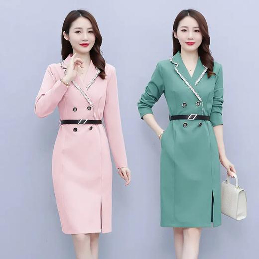 AHM-ayz3163新款收腰显瘦西装领气质通勤ol中长款A字包臀裙 商品图4