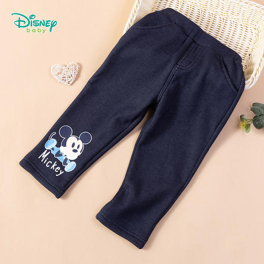 迪士尼米奇男童宝宝春秋保暖加绒仿牛仔长裤裤子 商品图8