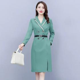 AHM-ayz3163新款收腰显瘦西装领气质通勤ol中长款A字包臀裙