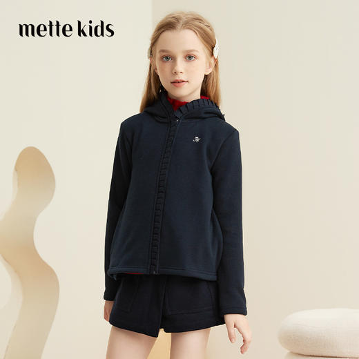 【连帽短绒外套】2021秋冬女童连帽外套女宝儿童开衫上衣中大童洋气连帽 商品图0