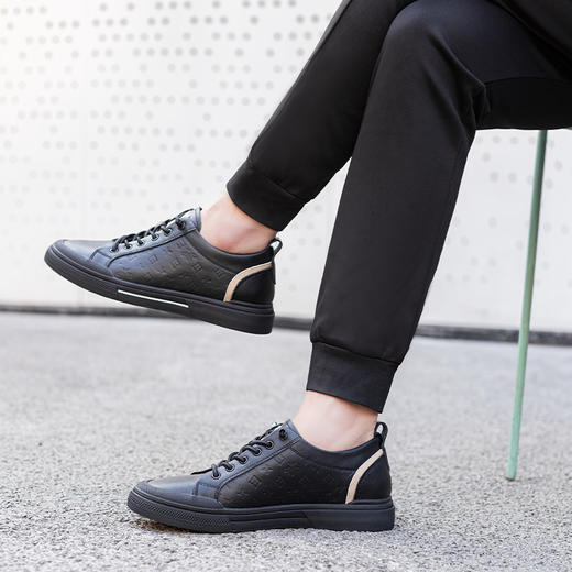 休闲真皮内增高男鞋男士运动增高透气板鞋潮 商品图3