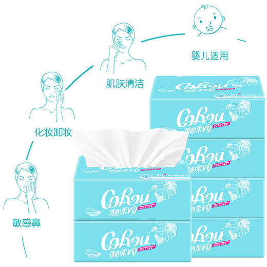 可心柔抽纸婴儿柔纸巾宝宝用保湿纸面巾纸120抽12包抽纸批发整箱 商品图1