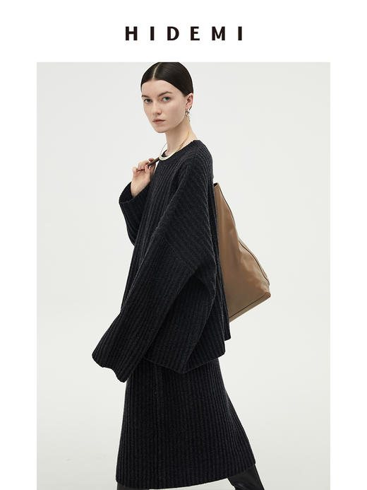 HIDEMI 美利奴羊毛厚款粗针套装 毛衣/半身裙 商品图3