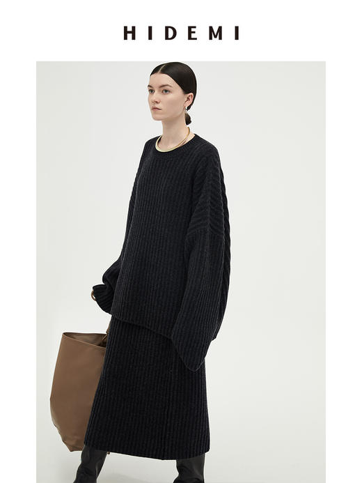 HIDEMI 美利奴羊毛厚款粗针套装 毛衣/半身裙 商品图0