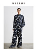 HIDEMI 艺术感手绘蓝白缎面印花自在套装 衬衫/长裤 商品缩略图0