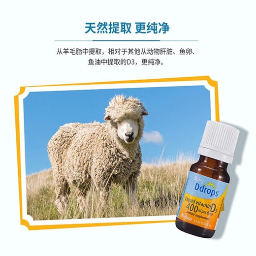 【保税仓】美国BabyDdrops维生素D3宝宝补钙滴剂90滴2.5ml 商品图4