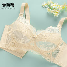 梦芭蒂性感内衣女大胸显小文胸无钢圈舒适乳胶薄款胸罩花墨梨笙