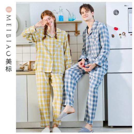 3楼 美标全棉磨毛经典格子舒适情侣家居服 89082 89083 商品图0