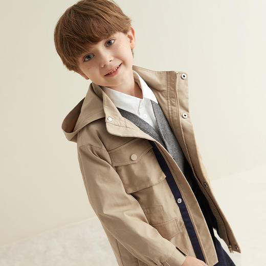 【加厚防风风衣】男童风衣外套秋装2021秋冬新款洋气中大童连帽外套 商品图4