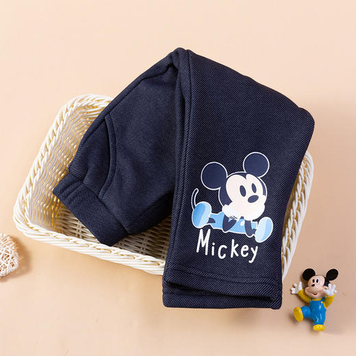 迪士尼米奇男童宝宝春秋保暖加绒仿牛仔长裤裤子 商品图2