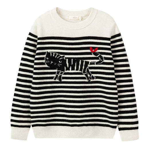 【卡通条纹童装羊绒衫】羊绒世家21年秋冬儿童羊绒衫时尚条纹内搭针织保暖毛衣 商品图7