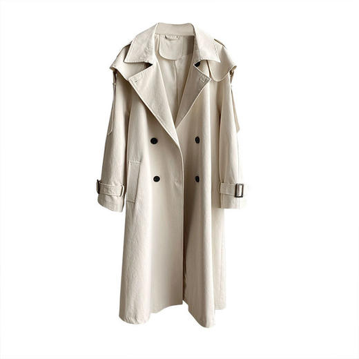 【服饰鞋包】橘芷风衣韩版女气质减龄宽松休闲纯色风衣外套中长款8677 商品图4