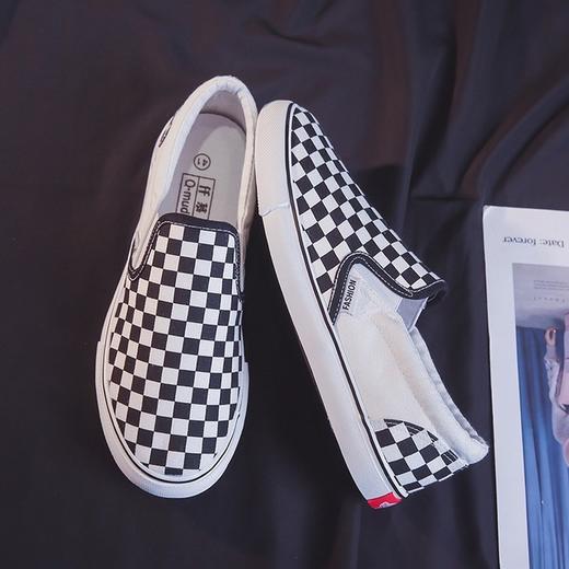 【服饰鞋包】新款低帮帆布鞋复古港味黑白格板鞋ins个性休闲百搭潮鞋 商品图2