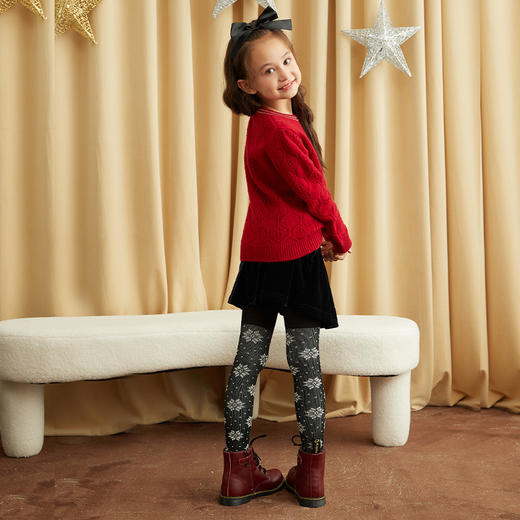 【女童镂空纯羊绒衫】羊绒世家童装21年秋冬新品女童圆领套头毛衣时尚镂空羊绒衫 商品图5