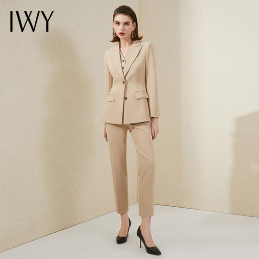 IWY/卡其色西装西服马甲套装女英伦风高端职业正装通勤ol轻熟气质 213121C1+P1+C6 商品图4