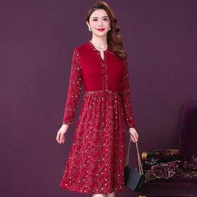 WXY-W-Z2-80131新款气质法式设计感印花打底毛衣裙子