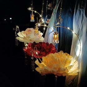 月下小居古风汉服牡丹芙蓉灯笼diy 手提灯笼中国风汉服拍照道具
