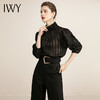 IWY/时尚黑色衬衫阔腿裤正装女长袖设计感修身干练休闲上班正装工作服 213146B1+P6 商品缩略图1
